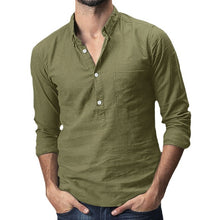 Load image into Gallery viewer, 2019 Summer Men's Baggy Cotton Linen Solid Multi-Pocket Short Sleeve Turn-down Collar Shirts hawaiian shirt camisa masculina