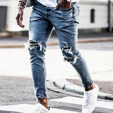 Load image into Gallery viewer, New Skinny Jeans men Streetwear Destroyed Ripped Jeans Homme Hip Hop Broken modis male Pencil Biker Embroidery Patch Pants