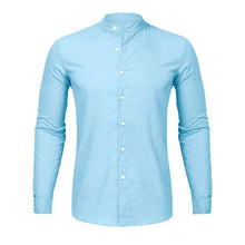 Load image into Gallery viewer, Fashion Men's Casual O-Neck Button Solid Beach Long Sleeve Top Blouse Cotton linen Casual Slim Fit Baggy loose shirts blouse