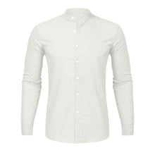 Load image into Gallery viewer, Fashion Men's Casual O-Neck Button Solid Beach Long Sleeve Top Blouse Cotton linen Casual Slim Fit Baggy loose shirts blouse