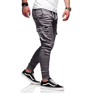 New Style Men's Tool Pants pocket Battle Tether Pants Elastic Waist Casual Work Beam Foot Movement Jogging Pants