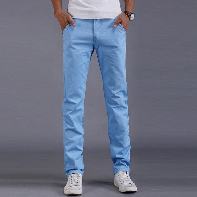 Newly Fashion Men Business Casual Pants  Solid Color Slim Straight Trousers Spring Summer Long Pants VK-ING