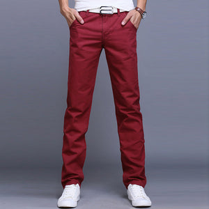 Newly Fashion Men Business Casual Pants  Solid Color Slim Straight Trousers Spring Summer Long Pants VK-ING