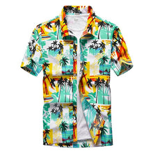 Load image into Gallery viewer, Beach Shirts 2019 Summer Fashion camisa masculina Coconut Tree Printed Short Sleeve Button Down Hawaiian Shirts Mens Plus size