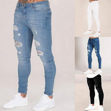 Load image into Gallery viewer, Oeak Mens Solid Color  Jeans 2019 New Fashion Slim  Pencil Pants Sexy Casual Hole Ripped Design Streetwear