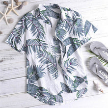 Load image into Gallery viewer, Casual Mens Beach Hawaiian Shirts Cotton Floral Mens Printed Hawaiian Loose Beachwear Short Sleeve Casual Buttons Shirt