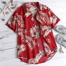 Load image into Gallery viewer, Casual Mens Beach Hawaiian Shirts Cotton Floral Mens Printed Hawaiian Loose Beachwear Short Sleeve Casual Buttons Shirt
