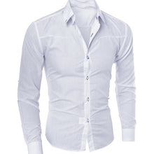 Load image into Gallery viewer, Oeak Mens Fashion Long Sleeve Shirt 2019 New Plaid Solid Color Button Tops Male Slim Fit Business Casual Soft Breathable Shirts