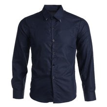 Load image into Gallery viewer, Oeak Mens Fashion Long Sleeve Shirt 2019 New Plaid Solid Color Button Tops Male Slim Fit Business Casual Soft Breathable Shirts