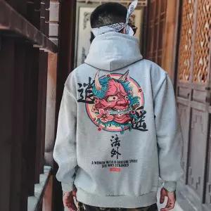 Fashion Men Cool Men Hip Hop Hooded Hoodies Japanese Casual Sweatshirts Streetwear Men Women Pullover Harajuku Devil Hoodie Male