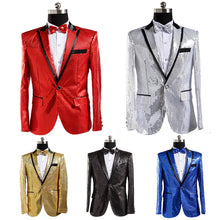 Load image into Gallery viewer, Sequin Suit Jacket Costume Single Breasted Casual White Red Blue Blazer Purple Pink Yellow Men Suits Para Caballero Blazers