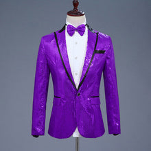Load image into Gallery viewer, Sequin Suit Jacket Costume Single Breasted Casual White Red Blue Blazer Purple Pink Yellow Men Suits Para Caballero Blazers