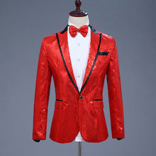 Load image into Gallery viewer, Sequin Suit Jacket Costume Single Breasted Casual White Red Blue Blazer Purple Pink Yellow Men Suits Para Caballero Blazers