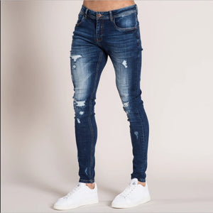 New Skinny Jeans men Streetwear Destroyed Ripped Jeans Homme Hip Hop Broken modis male Pencil Biker Embroidery Patch Pants