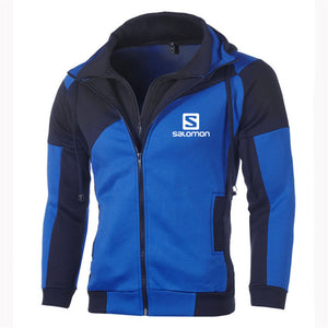 Autumn Winter Fashion Hoody Mens Spliced Double Zipper Pullover Salomon Printed Men Hoodies Casual Coat Pocket Sweatshirts