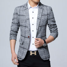 Load image into Gallery viewer, New fashion Autumn plaid men suit high quality mens suit jacket Business casual Suit Slim Fit terno masculino Blazer
