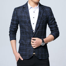 Load image into Gallery viewer, New fashion Autumn plaid men suit high quality mens suit jacket Business casual Suit Slim Fit terno masculino Blazer