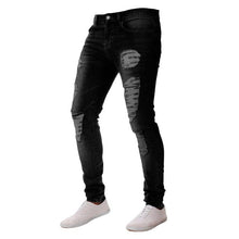 Load image into Gallery viewer, New Fashion Jeans Men Slim Zipper Denim Jeans Skinny Frayed Pants Distressed Trousers Pants Men's Clothing Drop Shipping