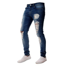 Load image into Gallery viewer, New Fashion Jeans Men Slim Zipper Denim Jeans Skinny Frayed Pants Distressed Trousers Pants Men's Clothing Drop Shipping