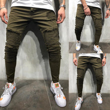 Load image into Gallery viewer, OLOME Army Green Skinny Jeans Men Stretch Men's Denim Biker Jeans Slim Fit Male Fashion Streetwear Pencils Jean Pants