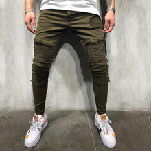 Load image into Gallery viewer, OLOME Army Green Skinny Jeans Men Stretch Men's Denim Biker Jeans Slim Fit Male Fashion Streetwear Pencils Jean Pants