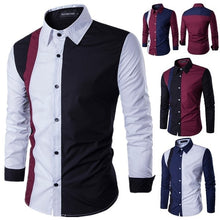 Load image into Gallery viewer, Zogaa 2019 Autumn Fashion Patchwork Men&#39;s Shirts Long Sleeve Turn-down Collar Casual Dress Shirts Sexy Slim Fit Camisas Hombre