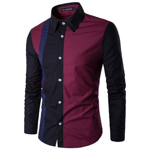 Zogaa 2019 Autumn Fashion Patchwork Men's Shirts Long Sleeve Turn-down Collar Casual Dress Shirts Sexy Slim Fit Camisas Hombre