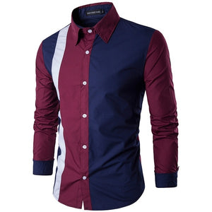 Zogaa 2019 Autumn Fashion Patchwork Men's Shirts Long Sleeve Turn-down Collar Casual Dress Shirts Sexy Slim Fit Camisas Hombre