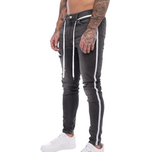 Oeak Mens Solid Color  Jeans 2019 New Fashion Slim  Pencil Pants Sexy Casual Hole Ripped Design Streetwear