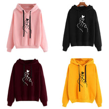 Load image into Gallery viewer, 2019 New Women Fashion Hoodies Sweatshirt Girls Print Casual Hooded Love Heart-shaped Hand Spring Kawaii Pullover Streetwear