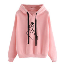 Load image into Gallery viewer, 2019 New Women Fashion Hoodies Sweatshirt Girls Print Casual Hooded Love Heart-shaped Hand Spring Kawaii Pullover Streetwear