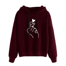 Load image into Gallery viewer, 2019 New Women Fashion Hoodies Sweatshirt Girls Print Casual Hooded Love Heart-shaped Hand Spring Kawaii Pullover Streetwear