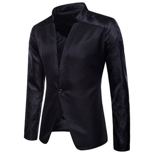 Wenyujh 2019 Brand New Men's Solid Blazer Suit Jacket Slim Single Breasted One Button Tuxedo Blazer Jacket Coats Stage Costumes