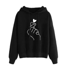 Load image into Gallery viewer, Fashion Hoodies Casual Cute Finger Heart Print Women Long sleeve Hoodies Drawstring Loose Daily Basic Sweatshirt Female