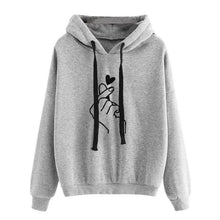 Load image into Gallery viewer, Fashion Hoodies Casual Cute Finger Heart Print Women Long sleeve Hoodies Drawstring Loose Daily Basic Sweatshirt Female