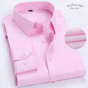 Plus Size 7XL Mens Long Sleeve White Shirt Professional Mens Business Shirt Solid Color Men Casual Shirt Camisa Masculina