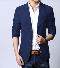 Load image into Gallery viewer, Fashion Mens Korean Slim Fit Cotton Casual Blazer Suit Jacket Plus Size S-5XL Male Formal Business Blazers Mens Coat Wedding