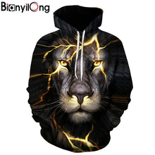 Load image into Gallery viewer, BIANYILONG New Fashion Men/Women 3d Sweatshirts Print Paisley Lightning Lion Hoodies Autumn Winter Thin Hooded Pullovers Tops