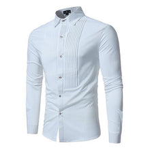Load image into Gallery viewer, Solid Color Men Shirt Tuxedo Shirts Bridegroom Wedding Shirts Long Sleeve Slim Fit Casual Mens Dress Shirts Camisa Masculina XL