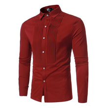 Load image into Gallery viewer, Solid Color Men Shirt Tuxedo Shirts Bridegroom Wedding Shirts Long Sleeve Slim Fit Casual Mens Dress Shirts Camisa Masculina XL