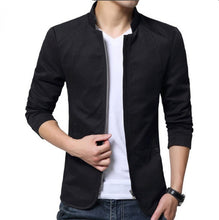 Load image into Gallery viewer, Chinese Style Mandarin Collar Casual Blazer Men Zipper Casual Suits Jackets Tunic Mens Cotton Stand Collar Blazer Hombre 5xl 4xl