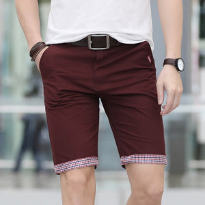 Summer Casual Shorts Men Plaid Hem Cotton Short Pants Fashion Streetwear Shorts Bermuda Homme Short Pantalon Court Plus Size Men