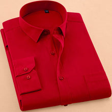 Load image into Gallery viewer, 2018 New Autumn Mens Dress Shirt Long Sleeve Casual Pure Color Business Red Stand collar Male Clothing Camisa Masculina Social