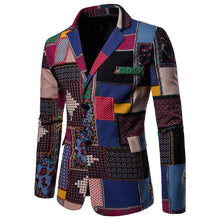 Load image into Gallery viewer, New Arrival Business Mens Blaser Masculino Cotton Linen Nationality Printed Jacket Popular Purple Blazers Men Suits Jackets