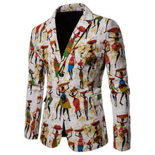 Load image into Gallery viewer, New Arrival Business Mens Blaser Masculino Cotton Linen Nationality Printed Jacket Popular Purple Blazers Men Suits Jackets