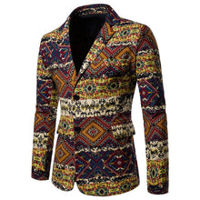 Load image into Gallery viewer, New Arrival Business Mens Blaser Masculino Cotton Linen Nationality Printed Jacket Popular Purple Blazers Men Suits Jackets