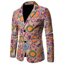 Load image into Gallery viewer, New Arrival Business Mens Blaser Masculino Cotton Linen Nationality Printed Jacket Popular Purple Blazers Men Suits Jackets