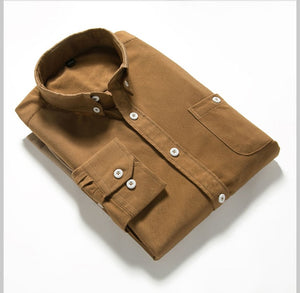 Shirts Men Long Sleeves Corduroy Dress Shirt  Casual Men's Shirt  2108 Brand Fashion Solid Color Male Slim Fit Shirt 5XL