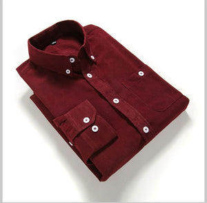 Shirts Men Long Sleeves Corduroy Dress Shirt  Casual Men's Shirt  2108 Brand Fashion Solid Color Male Slim Fit Shirt 5XL