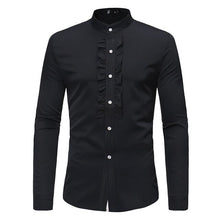 Load image into Gallery viewer, Solid Color Men Shirt Tuxedo Shirts Bridegroom Wedding Shirts Long Sleeve Slim Fit Casual Mens Dress Shirts Camisa Masculina XL